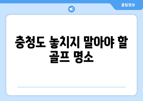 충청도 놓치지 말아야 할 골프 명소