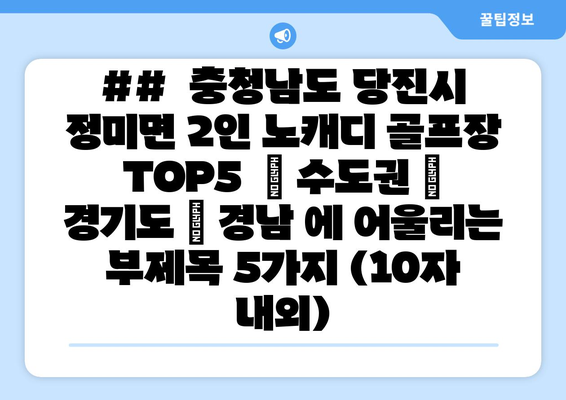 ##  충청남도 당진시 정미면 2인 노캐디 골프장 TOP5  | 수도권 | 경기도 | 경남 에 어울리는 부제목 5가지 (10자 내외)