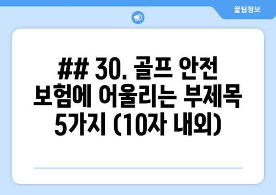 ## 30. 골프 안전 보험에 어울리는 부제목 5가지 (10자 내외)