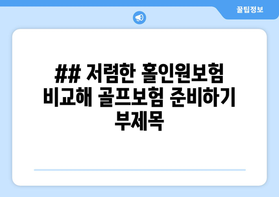 ## 저렴한 홀인원보험 비교해 골프보험 준비하기 부제목