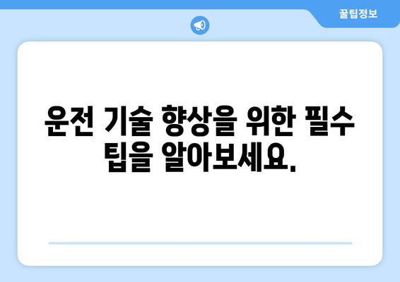 드라이버 잠재력 극대화| 기술 향상을 위한 필수 가이드 | 운전 실력 향상, 효율적인 주행, 안전 운전 팁