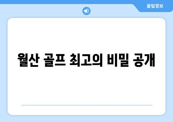 월산 골프 최고의 비밀 공개