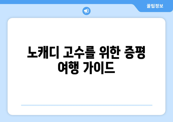 노캐디 고수를 위한 증평 여행 가이드