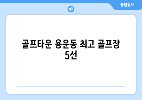 골프타운 용운동 최고 골프장 5선