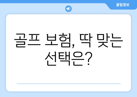 골프 보험, 딱 맞는 선택은?