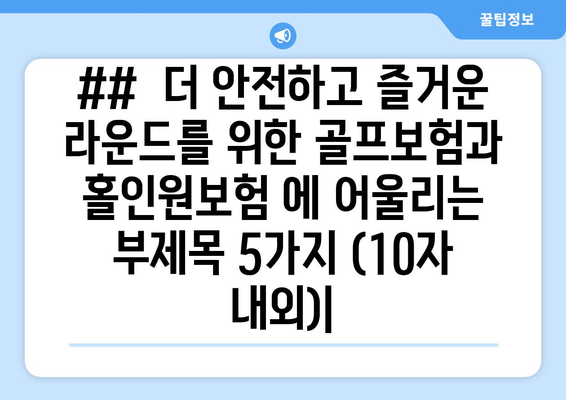 ##  더 안전하고 즐거운 라운드를 위한 골프보험과 홀인원보험 에 어울리는 부제목 5가지 (10자 내외)|