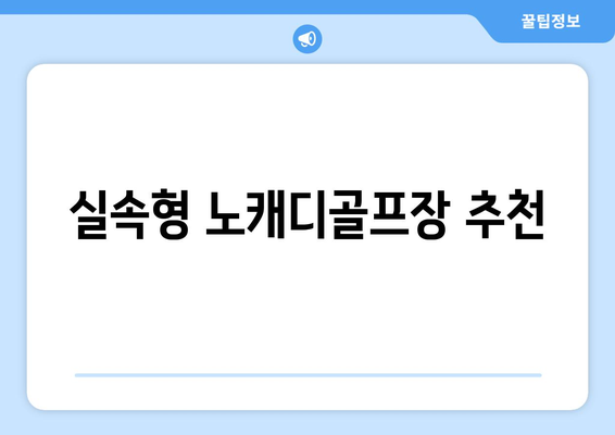 실속형 노캐디골프장 추천