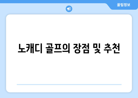 노캐디 골프의 장점 및 추천