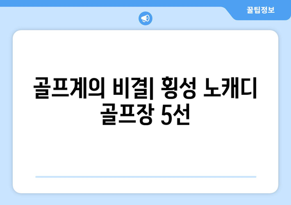 골프계의 비결| 횡성 노캐디 골프장 5선