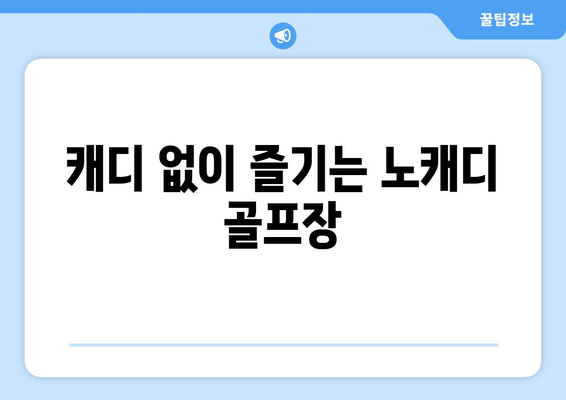 캐디 없이 즐기는 노캐디 골프장