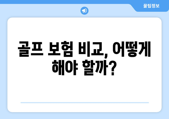 골프 보험 비교, 어떻게 해야 할까?