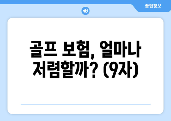 골프 보험, 얼마나 저렴할까? (9자)