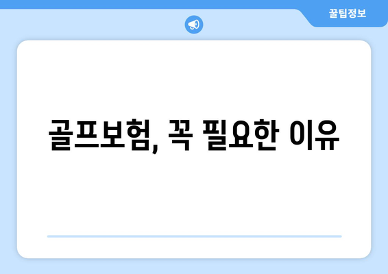 골프보험, 꼭 필요한 이유