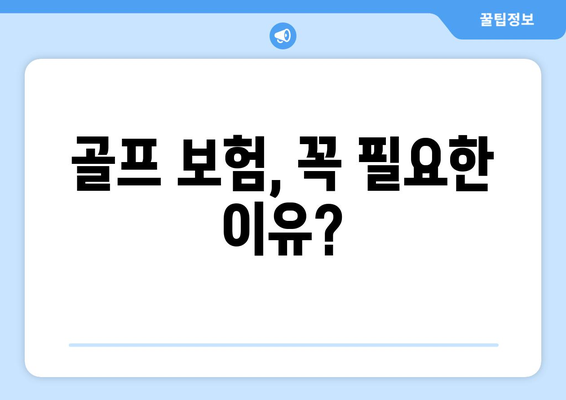 골프 보험, 꼭 필요한 이유?