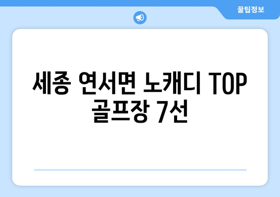 세종 연서면 노캐디 TOP 골프장 7선