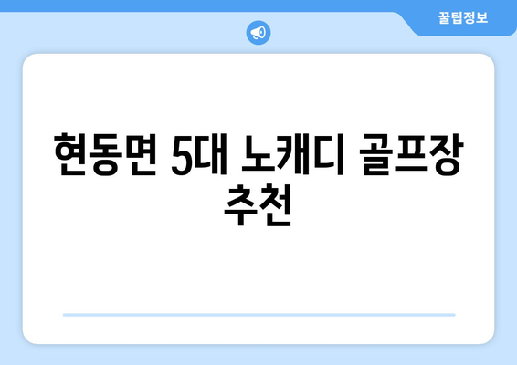 현동면 5대 노캐디 골프장 추천