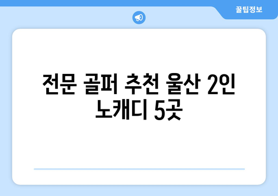 전문 골퍼 추천 울산 2인 노캐디 5곳