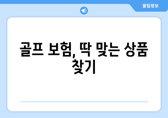 골프 보험, 딱 맞는 상품 찾기