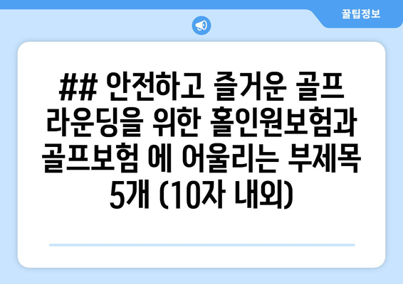 ## 안전하고 즐거운 골프 라운딩을 위한 홀인원보험과 골프보험 에 어울리는 부제목 5개 (10자 내외)