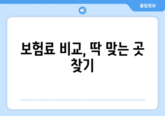 보험료 비교, 딱 맞는 곳 찾기