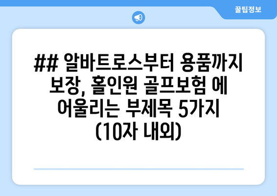 ## 알바트로스부터 용품까지 보장, 홀인원 골프보험 에 어울리는 부제목 5가지 (10자 내외)