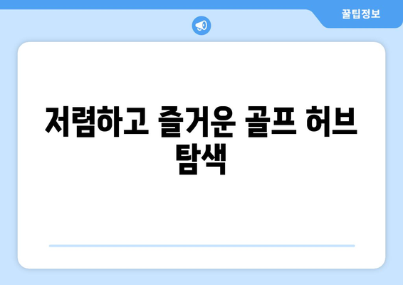 저렴하고 즐거운 골프 허브 탐색