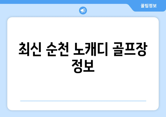 최신 순천 노캐디 골프장 정보