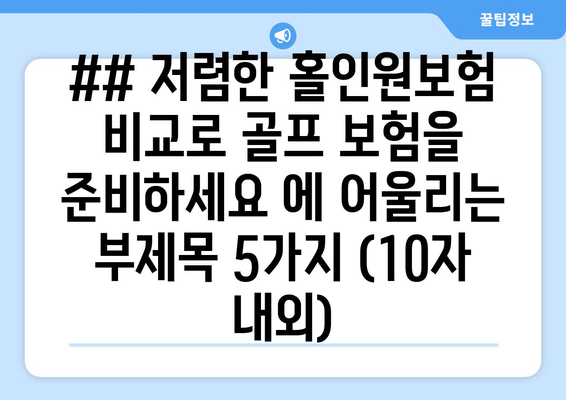 ## 저렴한 홀인원보험 비교로 골프 보험을 준비하세요 에 어울리는 부제목 5가지 (10자 내외)