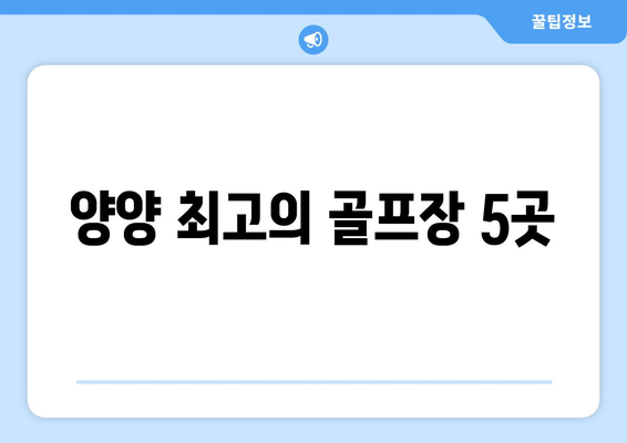 양양 최고의 골프장 5곳