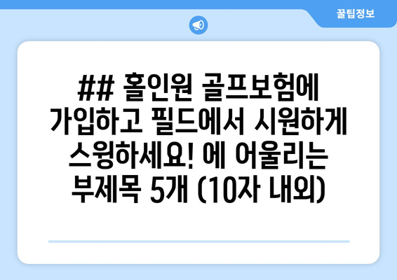 ## 홀인원 골프보험에 가입하고 필드에서 시원하게 스윙하세요! 에 어울리는 부제목 5개 (10자 내외)