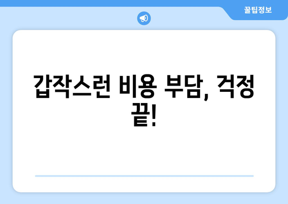 갑작스런 비용 부담, 걱정 끝!