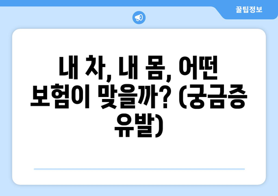 내 차, 내 몸, 어떤 보험이 맞을까? (궁금증 유발)