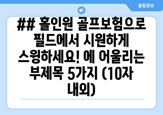 ## 홀인원 골프보험으로 필드에서 시원하게 스윙하세요! 에 어울리는 부제목 5가지 (10자 내외)