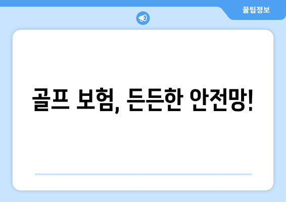 골프 보험, 든든한 안전망!