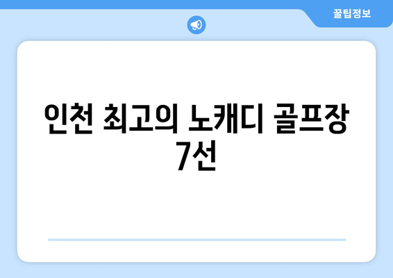 인천 최고의 노캐디 골프장 7선