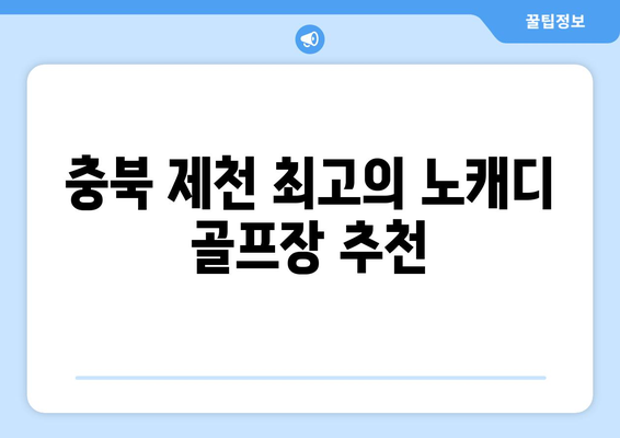 충북 제천 최고의 노캐디 골프장 추천