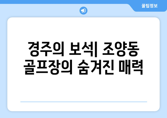 경주의 보석| 조양동 골프장의 숨겨진 매력