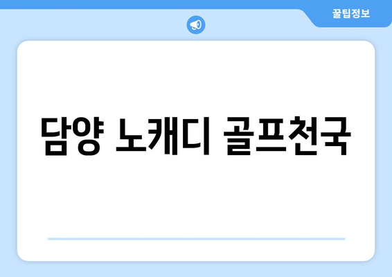 담양 노캐디 골프천국