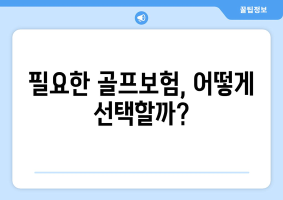 필요한 골프보험, 어떻게 선택할까?