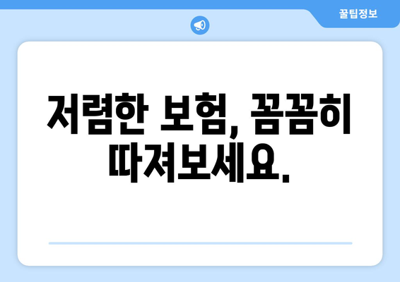 저렴한 보험, 꼼꼼히 따져보세요.