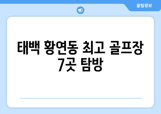 태백 황연동 최고 골프장 7곳 탐방