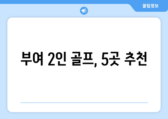 부여 2인 골프, 5곳 추천