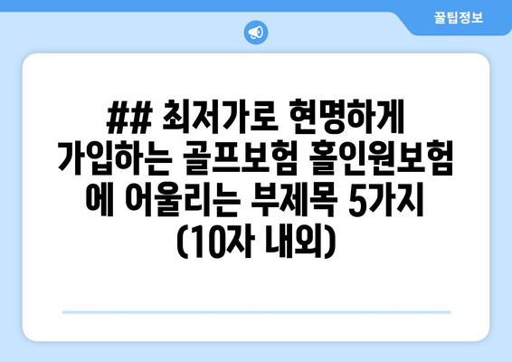 ## 최저가로 현명하게 가입하는 골프보험 홀인원보험 에 어울리는 부제목 5가지 (10자 내외)