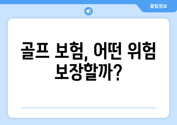 골프 보험, 어떤 위험 보장할까?