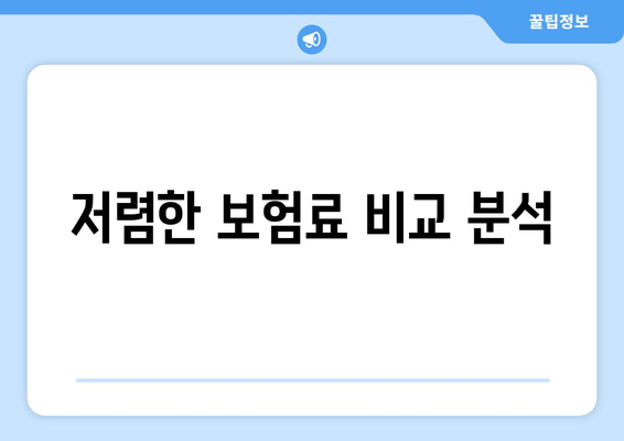 저렴한 보험료 비교 분석