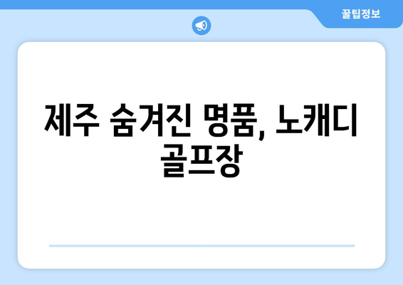 제주 숨겨진 명품, 노캐디 골프장