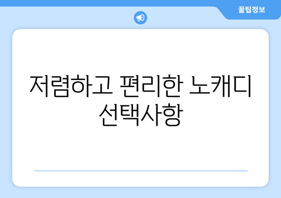 저렴하고 편리한 노캐디 선택사항