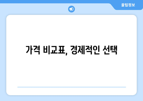 가격 비교표, 경제적인 선택