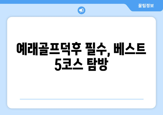 예래골프덕후 필수, 베스트 5코스 탐방