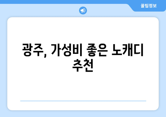 광주, 가성비 좋은 노캐디 추천